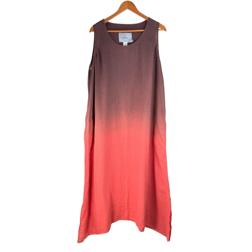 Cheyenne Women’s 100% Linen Sleeveless Ombre Maxi Dress Lagenlook Size L/XL